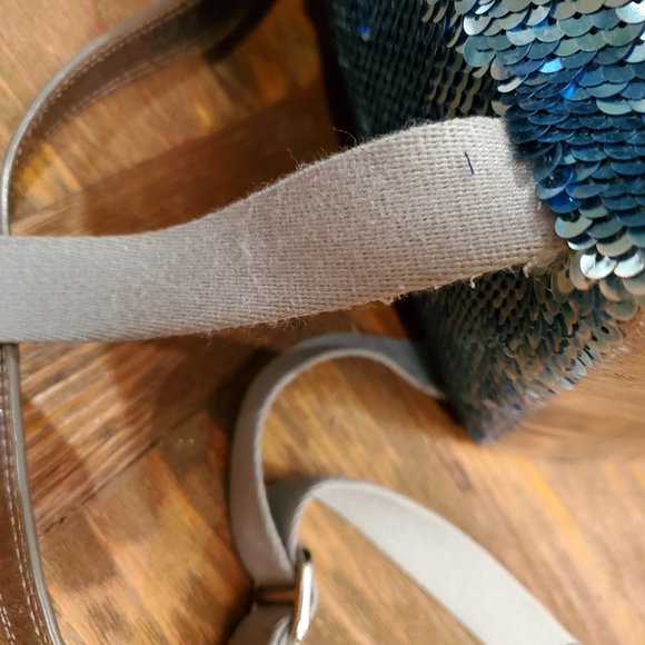 Limited Edition Coach Poppy Blue Sequin Backpack Bag 16916 - Picture 14 of 16